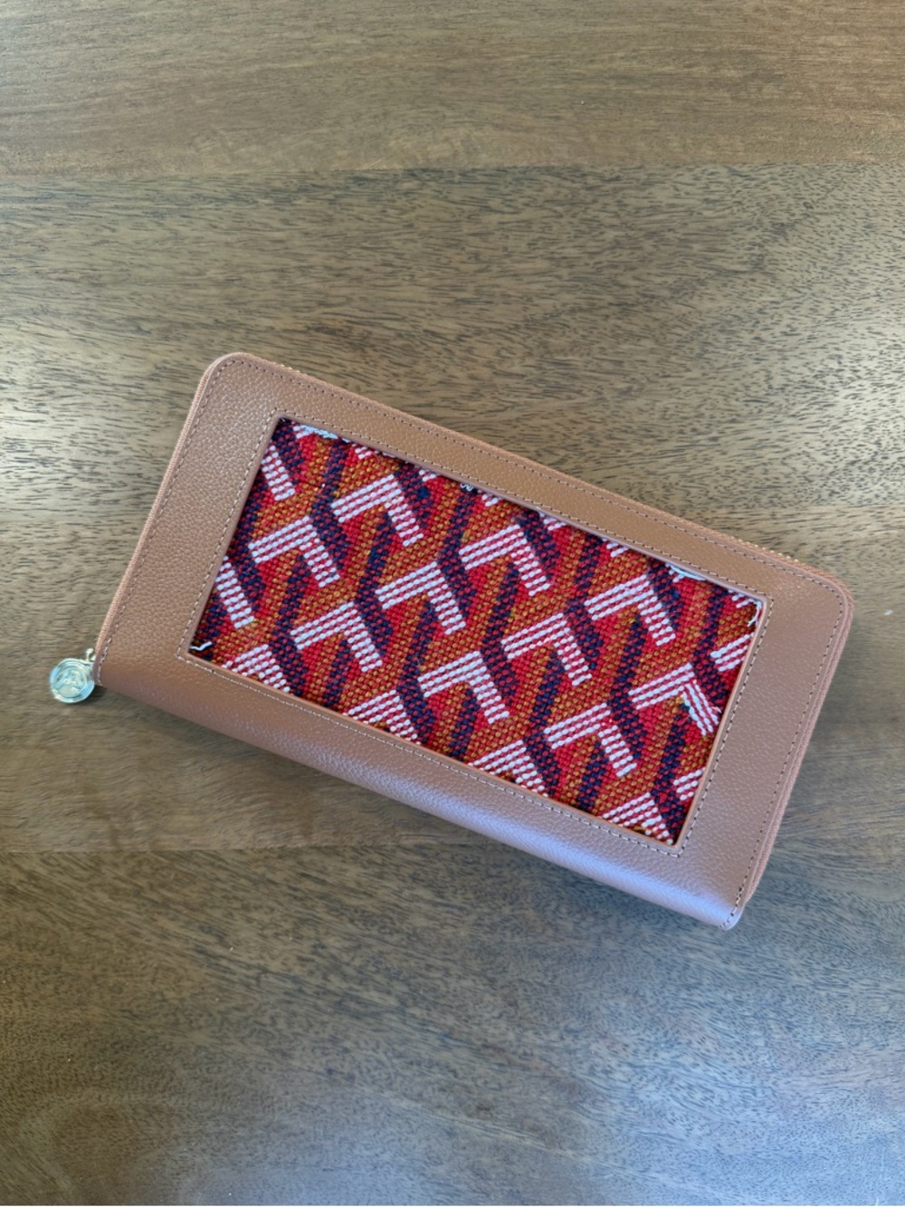 Faux Leather & Needlepoint Wallet